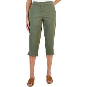 NWOT Karen‎ Scott Women's Green Mid Rise Straight Leg Khaki Capri Pants Size 14